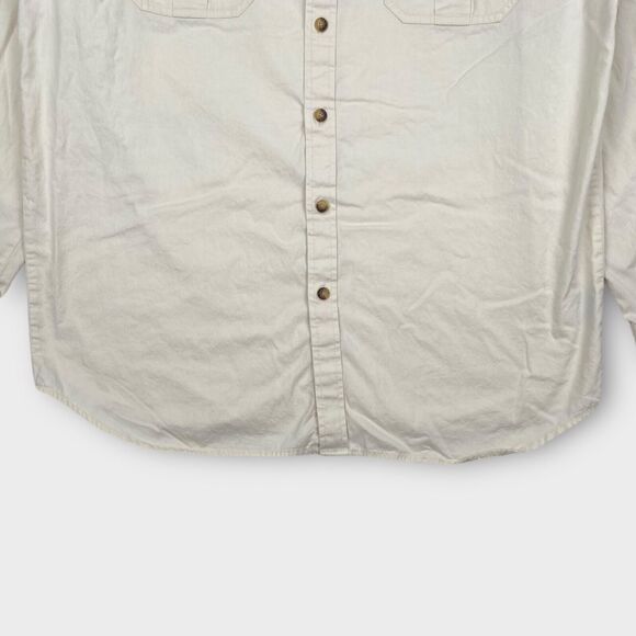 VINTAGE 90s Guess Shirt Mens Large Cream Twill Button Up Logo Casual Classic Fit - Picture 4 of 15
